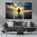 Jesus Walks Wall Art Canvas Print Framed Divine Sunset Art