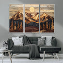 Wood Mountain Landscape Wall Art Canvas Print – Framed