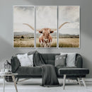 Texas Longhorn Wall Art Canvas Print – Framed Western Cow