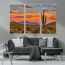 Saguaro Cactus Wall Art Canvas Print – Framed Arizona Sunset