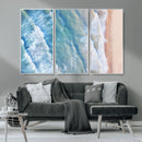 Aerial Ocean View Wall Art Canvas Print – Framed Soft Blue