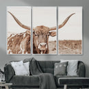 Longhorn Cow Wall Art Canvas Print – Framed Texas Ranch