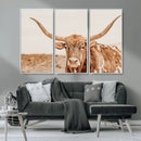Longhorn Bull Wall Art Canvas Print – Framed Western Cow