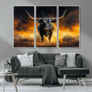 Longhorn Canvas Wall Art Canvas Print – Framed Bold Bull