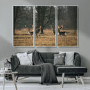 Deer Wall Art Canvas Print – Framed Rustic Wildlife Stags