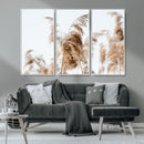 Pampas Grass Wall Art Canvas Print – Framed Neutral Tones