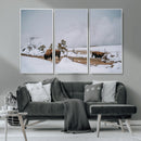 Bison Wildlife Wall Art Canvas Print – Framed Snowy Prairie