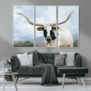Texas Longhorn Wall Art Canvas Print – Framed Western Rustic