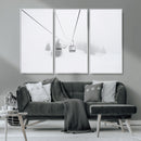 Ski Lift Wall Art Canvas Print – Snowy Alpine Landscape