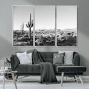 Saguaro Cactus Wall Art Canvas Print – Framed Monochrome