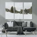 Frosty Pines Wall Art Canvas Print – Framed Silent Snowfall