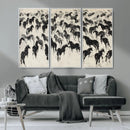 Wild Horse Stampede Wall Art Canvas Print – Monochrome by MyGreatCanvas | Canvas Wall Art Prints | Photo Prints & Wall Decor
