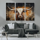 Abstract Longhorn Bull Wall Art Canvas Print – Vintage by MyGreatCanvas | Canvas Wall Art Prints | Photo Prints & Wall Decor