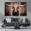 Rustic Longhorn Bull Wall Art Canvas Print – Vintage Western by MyGreatCanvas | Canvas Wall Art Prints | Photo Prints & Wall Decor
