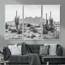 Black White Arizona Desert Canvas Wall Art Cactus Farmhouse