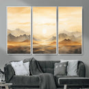 Sepia Color Abstract Mountain Wall Art Canvas Print