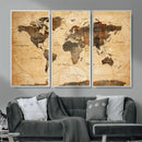 Push Pin World Map Canvas Print – Travel Tracker Wall Art