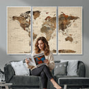 World Map Canvas Print – Framed Detailed Map of the World