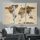 Vintage World Map Wall Art Canvas Print for Living Room, by MyGreatCanvas | Canvas Wall Art Prints | Photo Prints & Wall Decor