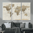 Detailed World Map Wall Art Canvas Print by MyGreatCanvas | Canvas Wall Art Prints | Photo Prints & Wall Decor
