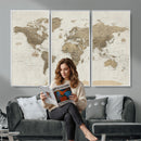 Detailed World Map Wall Art Canvas Print