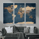 Navy Blue World Map Canvas Print – Framed Travel Map Wall by MyGreatCanvas | Canvas Wall Art Prints | Photo Prints & Wall Decor