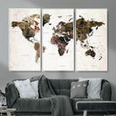 Watercolor World Map Print - Large Wall Art Canvas Print for