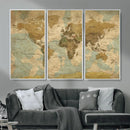Vintage World Map Wall Art Canvas Print, Detailed World Map