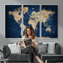 World Map Canvas Print – Framed Travel Map Wall Art for