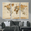 Rustic Vintage World Map Canvas Print – Framed Modern by MyGreatCanvas | Canvas Wall Art Prints | Photo Prints & Wall Decor