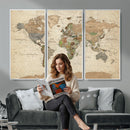 Framed World Map Wall Art for Home and Office Decor