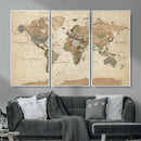 Framed World Map Wall Art for Home and Office Decor