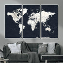 Black World Map Wall Art Canvas Print for Home Office and by MyGreatCanvas | Canvas Wall Art Prints | Photo Prints & Wall Decor