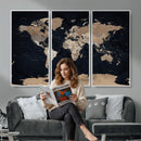 Grunge Wall Art World Map Canvas Print