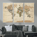 Vintage World Map Canvas Wall Art - Rustic Grunge Texture by MyGreatCanvas | Canvas Wall Art Prints | Photo Prints & Wall Decor