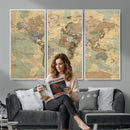 Vintage World Map Wall Art | Ready to Hang and Framed