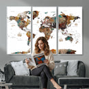 Watercolor World Map Canvas Print – Detailed Map of the