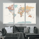Pastel Colors World Map Wall Art Canvas Print by MyGreatCanvas | Canvas Wall Art Prints | Photo Prints & Wall Decor