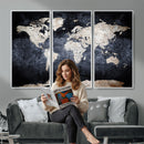 Vintage World Map Canvas Wall Art – Antique Triptych Map