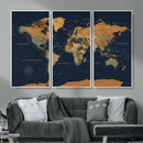 Modern World Map Canvas Print – Framed Detailed Map of the by MyGreatCanvas | Canvas Wall Art Prints | Photo Prints & Wall Decor