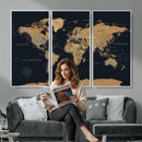 Framed Large World Map Wall Art Canvas Print – Stunning