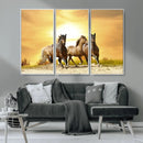 Wild Horses Wall Art Canvas Print – Framed Galloping Herd
