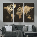 Framed World Map with Pin Canvas Print – Detailed World Map