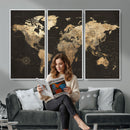Framed World Map with Pin Canvas Print – Detailed World Map