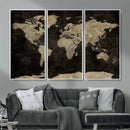 Push Pin World Map Canvas Wall Art Print, Interactive Travel
