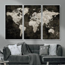 Vintage World Map Wall Art Canvas Print – Framed Large Map