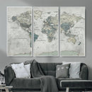 Neutral Vintage World Map Canvas Wall Art Print, Classic Map by MyGreatCanvas | Canvas Wall Art Prints | Photo Prints & Wall Decor