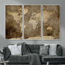 Dark Vintage World Map Canvas Wall Art Print, Antique Map