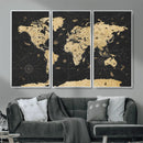 Vintage Blue and Brown World Map Canvas Wall Art – Framed by MyGreatCanvas | Canvas Wall Art Prints | Photo Prints & Wall Decor