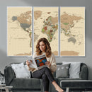 Extra Large World Map Canvas Print – Detailed Map of the
